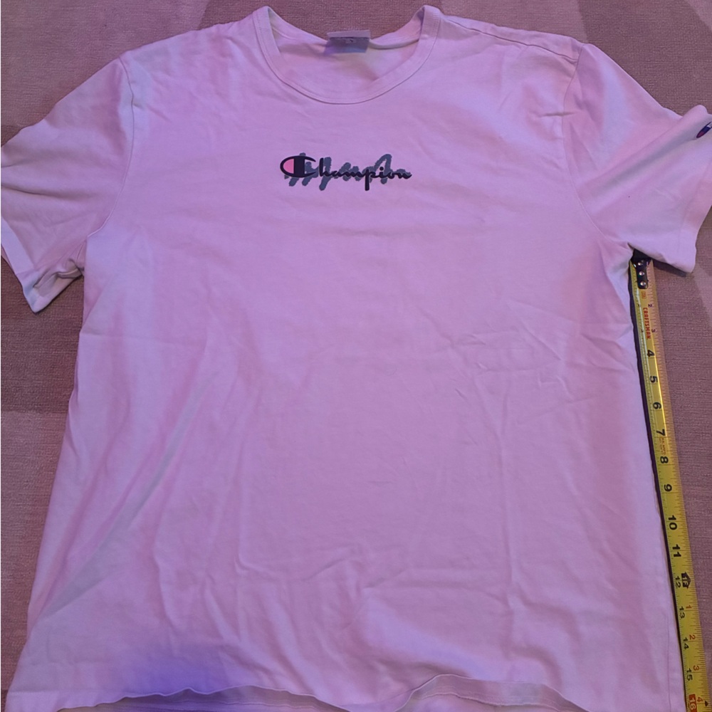 Champion White Tee with Black Logo